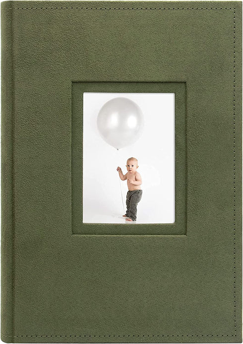 Golden State Art, Photo Album for 4x6 Pictures - Weddings, Holidays, Engagements, Vacations, Family - Fits 300 Photos - Includes Memo Area - Front Photo Display (Suede Green)