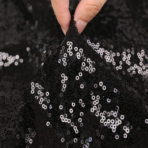 Kmhesvi Black Sequin Backdrop Curtains - 2 Panels 2.3x8.5Ft Sparkly Black Photo Background Glitter Curtains for Birthday Baby Shower Wedding Decorations