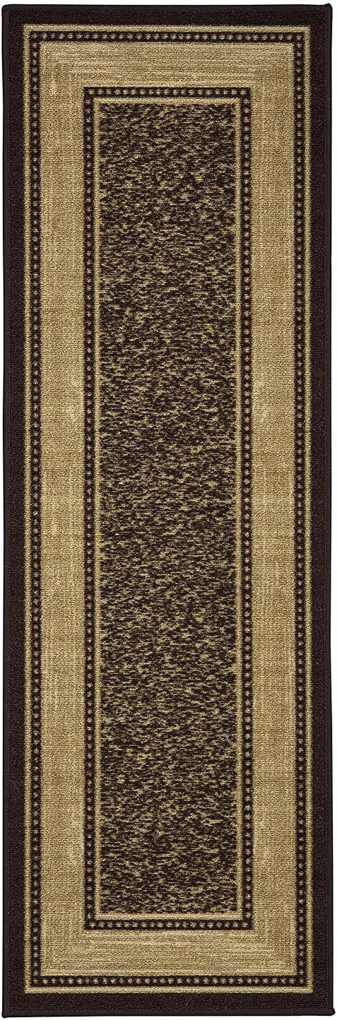 Ottomanson Contemporary Bordered Ottohome Rug, 20 in x 59 in, Chocolate Brown