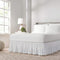 EASY FIT Pom Pom Elastic Wrap Around Bed Skirt, Easy On/Off Dust Ruffle (18-Inch Drop), Queen/King, White