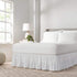 EASY FIT Pom Pom Elastic Wrap Around Bed Skirt, Easy On/Off Dust Ruffle (18-Inch Drop), Queen/King, White