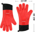 Loveuing Kitchen Oven Gloves - Silicone and Cotton Double-Layer Heat Resistant Oven Mitts/BBQ Gloves/Grill Gloves - Perfect for Baking and Grilling
