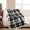 HBlife Sherpa Buffalo Plaid Christmas Throw Blanket for Couch 50X60 Inches, Super Cozy Fuzzy Fleece Warm Plush Holiday Decorative Cabin Blankets and Throws, Black and White