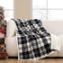 HBlife Sherpa Buffalo Plaid Christmas Throw Blanket for Couch 50X60 Inches, Super Cozy Fuzzy Fleece Warm Plush Holiday Decorative Cabin Blankets and Throws, Black and White