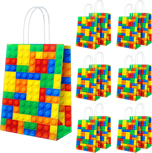 24 Pieces Building Blocks Favor Bags Blocks Theme Party Supplies Building Blocks Party Bag for Building Blocks Birthday Decorations Kids Classroom Reward