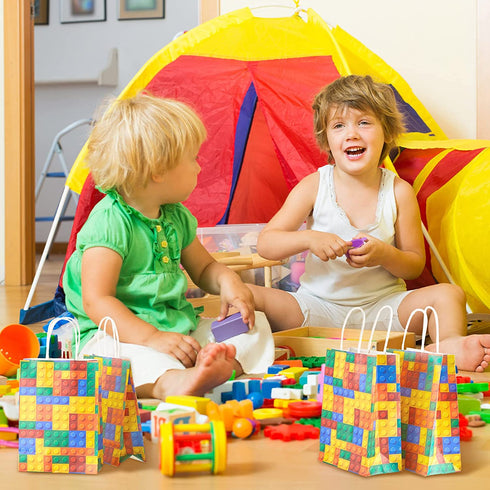 24 Pieces Building Blocks Favor Bags Blocks Theme Party Supplies Building Blocks Party Bag for Building Blocks Birthday Decorations Kids Classroom Reward
