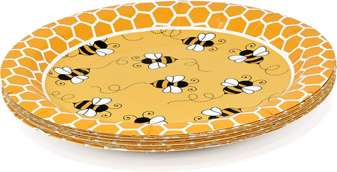 Bumble Bee Party Supplies Tableware Set Includes 24 9" Plates 24 7" Plate 24 9 Oz Cup 50 Lunch Napkin Honey Bees Honeycomb Baby Shower & Happy Bee Day Birthday Disposable Paper Dinnerware Decorations