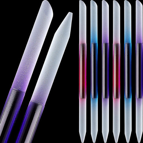 6 Pieces Glass Cuticle Pusher Glass Cuticle Stick Set Double Sided Crystal Glass Nail Files Manicure Pedicure Precision Filing Cuticle Remover (Pink, Blue, Purple)