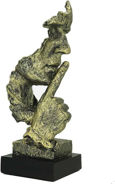 Abstract Sculpture Statue Sandstone Resin Keep Silent for Home Desktop Bookshelf Office Decoration 13.6 inches Tall (Gold)
