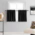DONREN 24 Inch Length Curtains- 2 Panels Blackout Thermal Insulating Small Curtain Tiers for Bathroom with Rod Pocket (Black,42 Inch Width)