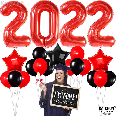 Graduation Decorations 2022 Red and Black - Red 2022 Balloons, 40 Inch | Class of 2022 Decorations Red and Black | Graduation Balloons 2022 | Graduation Party Decorations 2022 | Class of 2022 Balloons