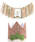 Woodland 1st Birthday Decorations - Oh Deer One Banner High Chair, Green Leaf Birthday Crown, highchair decorations for 1st birthday, Woodland Birthday Party Supplies, Enchanted Forest Party Decor