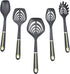 Amazon Basics 5-Piece Nylon Kitchen Cooking Utensil Set, Soft Grip Handle, Grey and Green