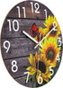 Lumuasky Sunflowers Wooden Wall Clock, 12 Inch Battery Operated Silent Non Ticking Round Retro Decorative Clock for Bathroom, Bedroom, Living Room, Kitchen, Office, School (Butterfly)
