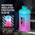 Kaptron Gym Water Bottle with Case - Bodybuilding Water Bottle - Strong Durable 2.2 Litre Water Bottle with Handle - BPA Free Large Half Gallon Sports Water Bottles (Blue Pink, Medium)