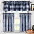 Duck River Textile Buffalo Plaid Gingham Checkered Premium Cotton Blend Kitchen Curtain Tier & Valance Set, Navy Blue & White