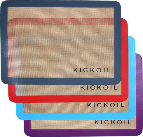 KICKOIL Silicone Baking Mat Set 4 Half Sheet Large Nonstick Silicone Bakeware Mats Reusable Heat Resistant Baking Sheet Silicone Mat BPA Free Kitchen Professional Baking Mat for Cookie,Macaron &Pastry
