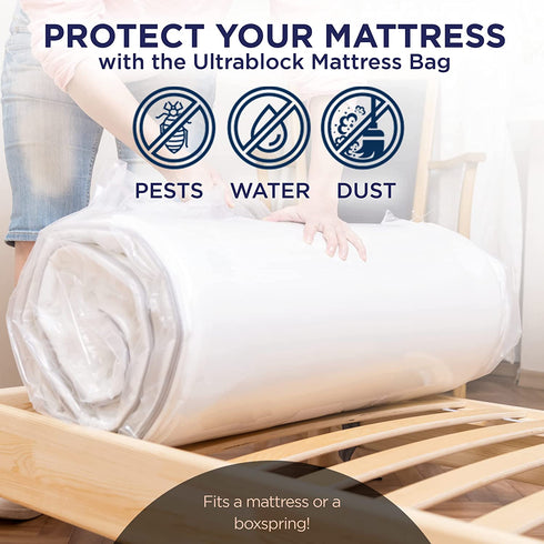 Ultrablock Mattress Bags for Moving or Storage 6 Mil Plastic Cover, Tear and Puncture Resistant, Non-Slip Grip, Extra Thick Twin Size Bag Moving Supplies