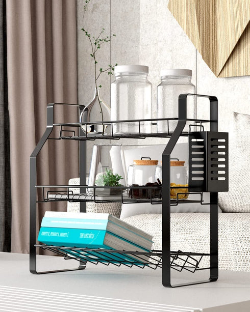 Spice rack Organizer for Counter - Bathroom Countertop Organizer Tiered Spice Shelf for Kitchen Cabinet with Utensils Holder€¦