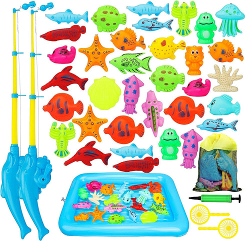 TOY Life Kids Magnetic Fishing Game with Toy Fishing Pole, Fishing Toy for Toddlers,Toddler Fishing Game, Pool Fishing Game, Water Toys for Kids,Outdoor Fishing Games for Kids 3-5,Fishing Bath Toy