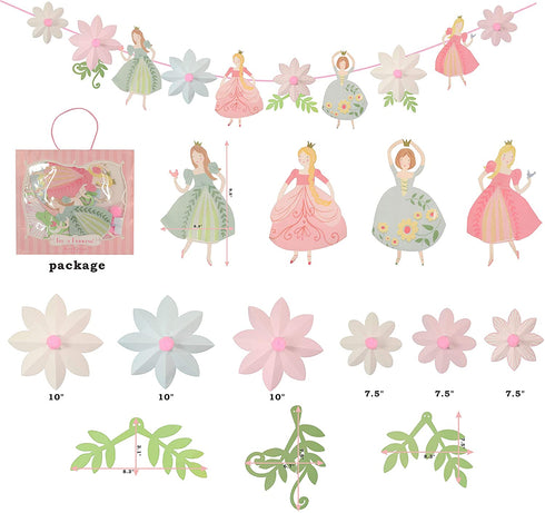 Princess Birthday Decoration | Princess Birthday Banner | Pink Happy Birthday Banner | Pink and Gold Birthday Party Decorations | Princess & Flower shape birthday party banner | Princess Home & Cab s