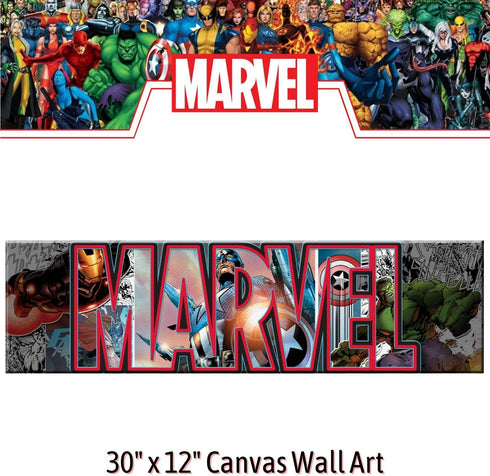 Silver Buffalo Marvel Canvas Avengers Letters Wall Art, 30 x 12 inches