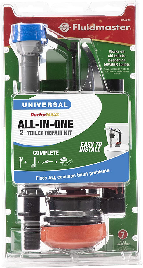 Fluidmaster 400ARHRKP10 PerforMAX Universal High Performance All in One Repair Kit for 2-Inch Flush Valve Toilets, Easy Install