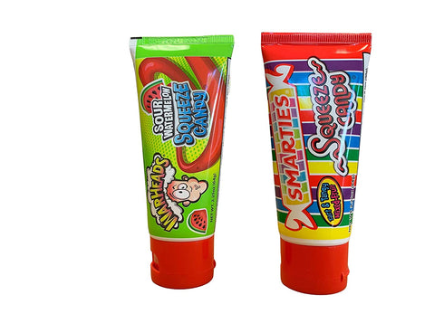 Warheads and Smarties Kosher Squeeze Candy Bundle 2.25 oz Each Tube