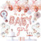 VIDAL CRAFTS Rose Gold Baby Shower Decorations for Girl, It's a Girl Banner, BABY Girl Foil Balloons, 36 Pieces Rose Gold Balloon Arch, Confetti Balloons, Paper Fans, Rose Gold and White Theme Décor