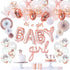 VIDAL CRAFTS Rose Gold Baby Shower Decorations for Girl, It's a Girl Banner, BABY Girl Foil Balloons, 36 Pieces Rose Gold Balloon Arch, Confetti Balloons, Paper Fans, Rose Gold and White Theme Décor