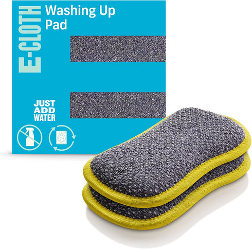 E-Cloth Washing Up Pad, Premium Microfiber Non-Scratch Kitchen Dish Scrubber Sponge, Ideal for Dish, Sink and Countertop Cleaning, 100 Wash Guarantee, Yellow, 2 Pack