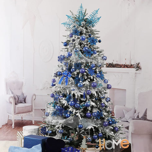 Wironlst 60mm/2.36" Christmas Ball Ornaments Shatterproof Clear Large Plastic Hanging Ball Decorative Baubles Set with Stuffed Delicate Decorations (30 Counts, Blue)