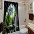 Nature Shower Curtain Polyester, Tropical Cave Waterfall Forest Mountain in National Park Scene Bath Curtains for Shower, Landscape Fabric Bathroom Decor Set with Hooks