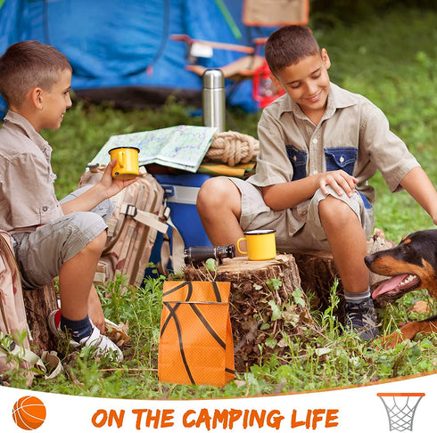 30 Pieces Basketball Party Favor Bags Basketball Goody Treat Bags Basketball Pattern Snacks Candy Biscuits Toys Bags for Kids Boys Teens Adults Basketball Theme Birthday Party Supplies (Orange)