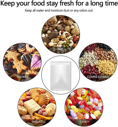 100 Pack Mylar Bags for Food Storage - 5.5 x 7.9 Inch Smell Proof Bags Resealable Aluminum Foil Packaging Pouch Bag Silver