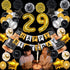 NANINUNENO 29th Gold Birthday Decorations,Gold Black Silver Happy Birthday Balloons Supplies for Boy Men Girl Women,29 Birthday Party Set with29 Gold Number Balloons Happy Birthday Banner and Whiskey Bottle Balloons