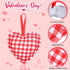 ADXCO 24 Pieces Valentine's Day Fabric Heart Hanging Ornaments, Heart Shaped Baubles Hanging Ornaments, Buffalo Plaid Heart Hanging Decorations for Valentine's Day, Party, Wedding Decoration