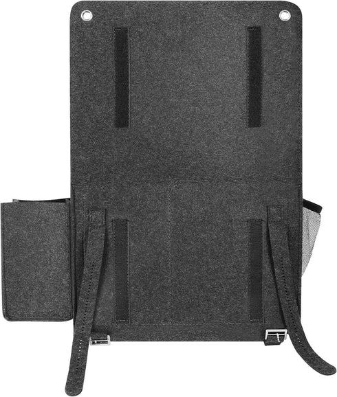 Telaero Bedside Caddy,Felt Bed Storage Organizer with 5 Pockets,Magazine Phone TV-Remote iPad Tablet Glasses Holder for Bed Sofa Desk Bunk Home Dorm (Black)