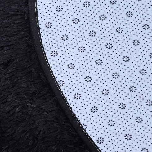 YOH Fluffy Soft Round Area Rugs for Kids Girls Room Princess Castle Plush Shaggy Carpet Cute Circle Furry Nursery Rug for Teen's Bedroom Living Room Home Decor Big Circular Floor Carpet 4'x4' Black