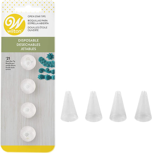 Wilton Disposable No. 21 Open Star Decorating Tips and Bags Set, 25-Piece