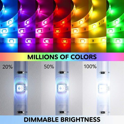 Geeni Prisma Strip USB Smart LED Strip Lights, Indoor/Outdoor Adhesive Strips, Lights for TikTok, Alexa and Google Home Compatible. No Hub Required (2M Light Strips)