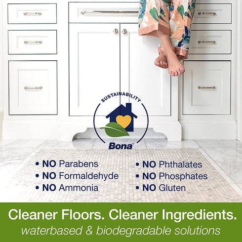 Bona Hard-Floor Cleaning Machine Formulation, Hard-Surface Floor Cleaner Concentrate Refill, for Stone Tile Laminate and Vinyl LVT/LVP, Lemon Mint Scent, 64 Fl Oz