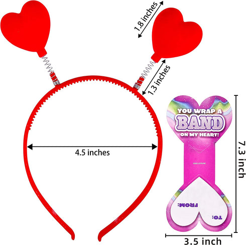 JOYIN 18 Packs Valentines Day Heart Headband with Card Headers for Classroom Exchange Prizes, Valentines Greeting Cards, Valentine Party Favors, Valentine Exchange Gifts