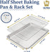 Baking Pan with Cooling Rack Set - Half Sheet Pan Size - Includes a Professional Aluminum Baking Sheet and a Stainless Steel Baking Rack for Oven - Durable, Easy to Clean, Commercial Quality