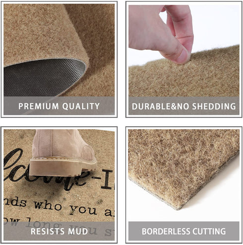 Welcome Mats for Front Door Outdoor Entry Welcome Ish Depends Who You are Doormat Non-Slip Rubber Mat for Home Indoor Farmhouse Funny Kitchen Rugs Balcony Patio Full Brown