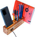 Wooden Phone Stand & Desk Pen Holder | HoffengWell Docking Station Organizer | Desktop Solid Wood Cup Pencil Storage | Office Cell Charging Organization Caddy