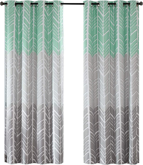 Intelligent Design Adel Blackout Bedroom, Casual Window Living Room, Family, Geometric Grommet Room Darkening Black Out Curtain 1-Panel Pack, 50x84, Aqua