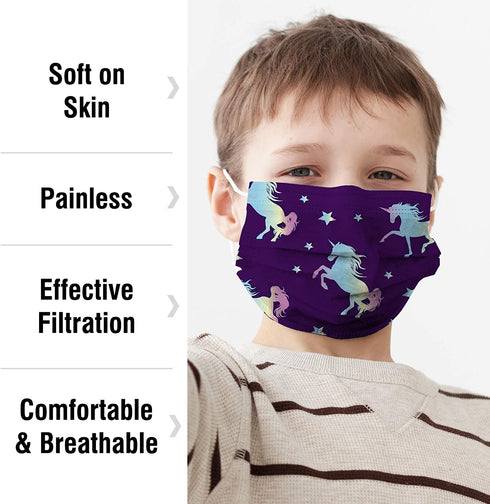 WeCare Disposable Face Masks For Kids, 50 Printed Masks, Individually Wrapped