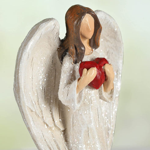 HODAO Angel Figurines Little Angel Set Interior Desktop Decoration Angel Decorations 5.8inch(Angel Holding red Heart)