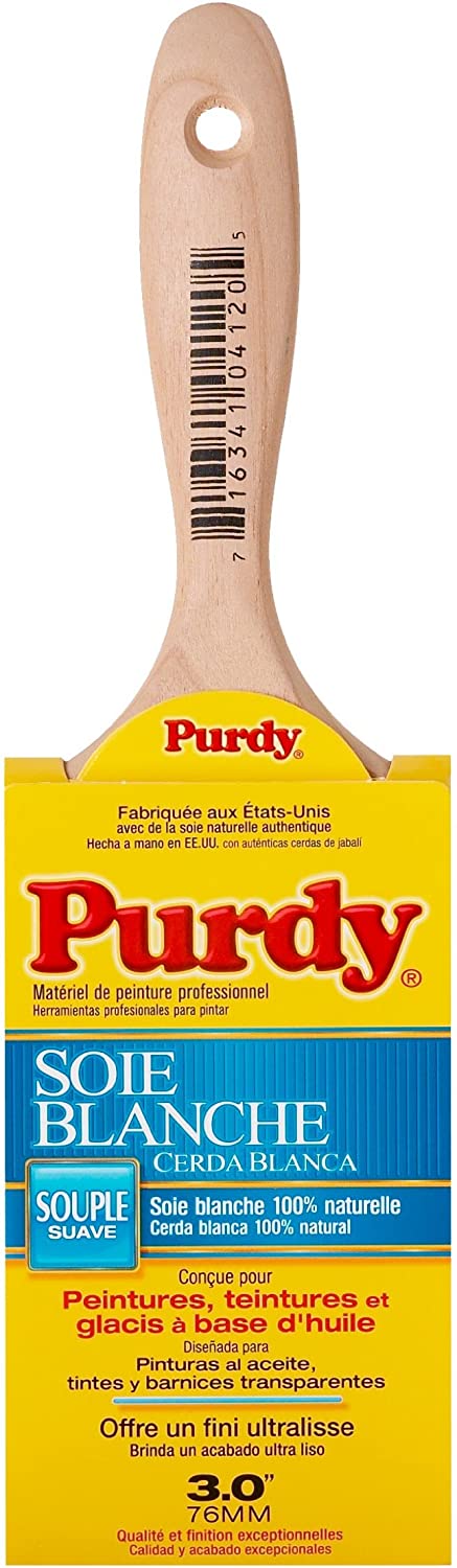 Purdy 144380430 White Bristle Series Sprig Flat Trim Paint Brush, 3 inch